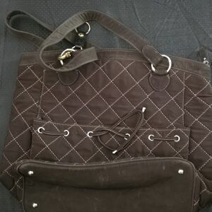 Black Quilted Tote Bag